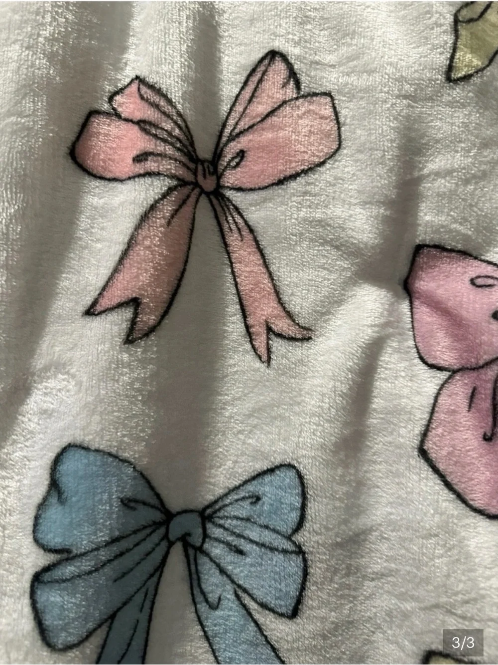 PINK Victoria's Secret Plush Throw with Pastel Bows - Pink, Blue, Yellow, Cream